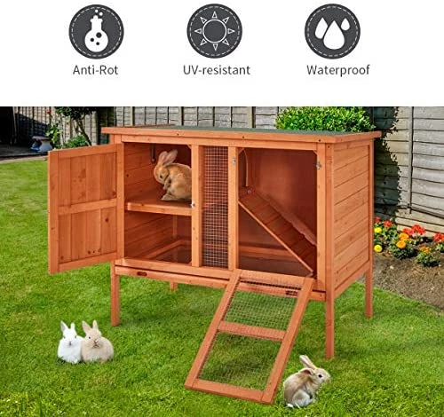 Cheap 🔥 Mia's Pet Supply Rabbit Hutch 2-Tier 40" Rabbit Cage Outdoor Large Wooden Bunny House 🔔 4 Mia's Pet Supply Rabbit Hutch 2-Tier 40" Rabbit Cage Outdoor Large Wooden Bunny House
