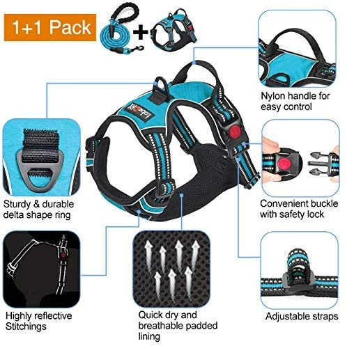 Outlet 😍 Mia's Pet Supply Leashes And Harness DRI No Pull 🐶 Dog Harness Adjustable Reflective Oxford 😉 3 Mia's Pet Supply Leashes And Harness DRI No Pull Dog Harness Adjustable Reflective Oxford