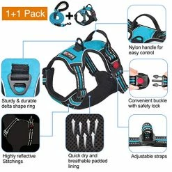 Mia's Pet Supply Leashes And Harness TobeDRI No Pull Dog Harness Adjustable Reflective Oxford Easy Control