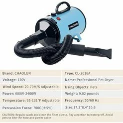 Mia's Pet Supply CHAOLUN High Velocity Pet Hair Dryer Hygiene