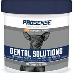 Mia's Pet Supply Pro-Sense P-87073 Plus Peppermint Flavor Dental Solutions Wipes, 90 Count Hygiene