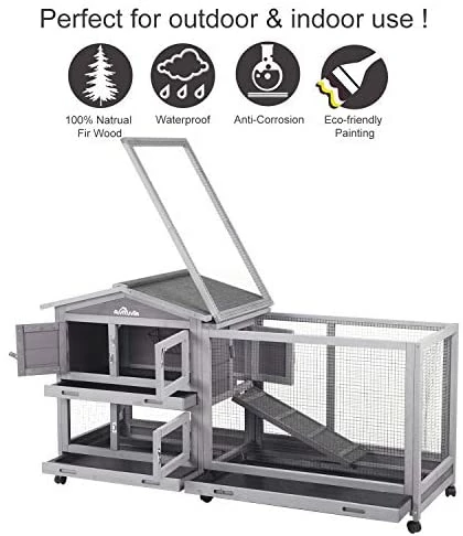 Coupon 🔔 Mia's Pet Supply 62" Rabbit Hutch Indoor And Outdoor Bunny Cage Rabbit Houses & Accessories 🥰 2 Mia's Pet Supply 62" Rabbit Hutch Indoor And Outdoor Bunny Cage Rabbit Houses & Accessories