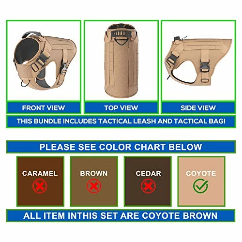 Buy π― Mia's Pet Supply Tactical π Dog Harness Bundle Includes Tactical Leash & Tactical Bag. Working π Dog MOLLE Vest With Handle, No Pulling Front Leash Clip, Hook & π Dog Patch. (M (Neck:16"-22" ; Chest:25"-31"), Peanut Brown) Leashes And Harness π 2 Mia's Pet Supply Tactical Dog Harness Bundle Includes Tactical Leash & Tactical Bag. Working Dog MOLLE Vest With Handle, No Pulling Front Leash Clip, Hook & Dog Patch. (M (Neck:16"-22" ; Chest:25"-31"), Peanut Brown) Leashes And Harness