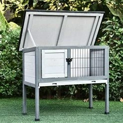 Mia's Pet Supply PawHut Small Elevated Rabbit Hutch Rabbit Houses & Accessories