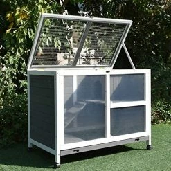 Mia's Pet Supply PawHut Solid Wood Rabbit Hutch/Home Pet House