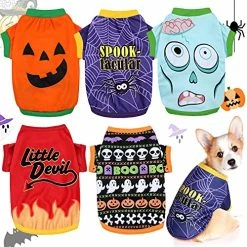 Mia's Pet Supply Apparel 5 Pcs Fall Halloween Dog Shirt Halloween