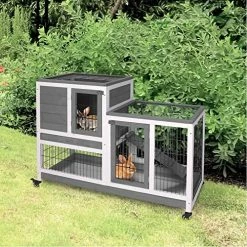Mia's Pet Supply PawHut Wooden Indoor Rabbit Hutch Elevated Cage Habitat Rabbit Houses & Accessories