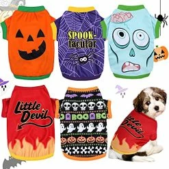 Mia's Pet Supply Apparel 5 Pcs Fall Halloween Dog Shirt Halloween