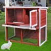 Mia's Pet Supply Sandinrayli 36" 2-Story Red Wooden Rabbit Wood Hutch Poultry Cage Rabbit Houses & Accessories