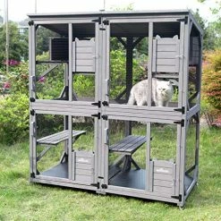 Mia's Pet Supply Aivituvin Cat Cage Wooden Indoor Outdoor Cat House Large Enclosure