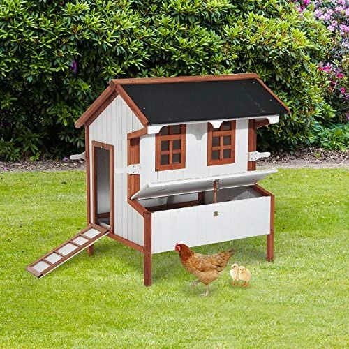 Budget 👍 Mia's Pet Supply Chicken Coop Cages PawHut 43" Raised Portable Backyard Wooden Cottage Chicken Coop 🎁 2 Mia's Pet Supply Chicken Coop Cages PawHut 43" Raised Portable Backyard Wooden Cottage Chicken Coop