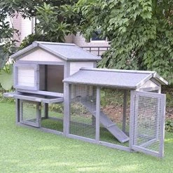 Mia's Pet Supply PawHut Large Outdoor Raised Painted Deluxe Wood Rabbit Hutch