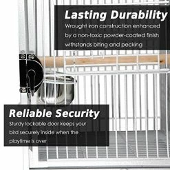 Mia's Pet Supply Aviary & Perches Heavy Duty Wrought Iron Travel Bird Cage Carrier