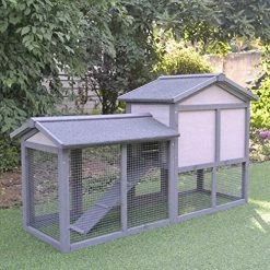 Mia's Pet Supply PawHut Large Outdoor Raised Painted Deluxe Wood Rabbit Hutch