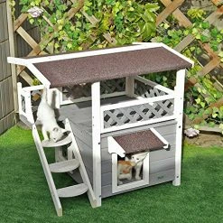 Mia's Pet Supply : Petsfit 2-Story Outdoor Weatherproof Cat House With Stairs Houses, Pens & Crates