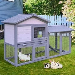 Mia's Pet Supply PawHut Large Outdoor Raised Painted Deluxe Wood Rabbit Hutch