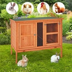 Cheap 🔥 Mia's Pet Supply Rabbit Hutch 2-Tier 40" Rabbit Cage Outdoor Large Wooden Bunny House 🔔 8 Mia's Pet Supply Rabbit Hutch 2-Tier 40