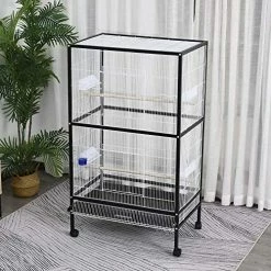 Mia's Pet Supply PawHut 54" Rolling Flight Cage Extra Large Bird House Aviary & Perches
