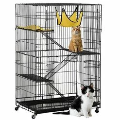 Mia's Pet Supply Topeakmart 4-Tier Foldable Kitten Cat Home Cages Rabbit Houses & Accessories