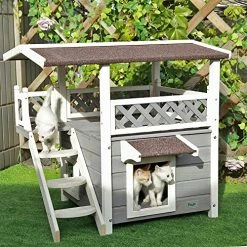 Mia's Pet Supply : Petsfit 2-Story Outdoor Weatherproof Cat House With Stairs Houses, Pens & Crates