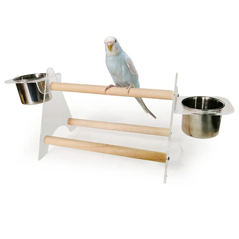 Discount 😉 Mia's Pet Supply Small Medium Parrot Bird Perch Table Top Acrylic Stand With 2 Feeding Cups For Water And Food Aviary & Perches 🌟 2 Mia's Pet Supply Small Medium Parrot Bird Perch Table Top Acrylic Stand With 2 Feeding Cups For Water And Food Aviary & Perches